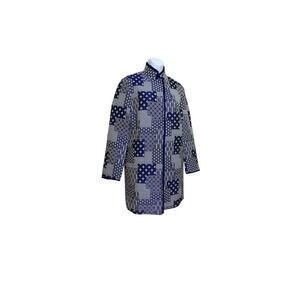 NWT J. McLaughlin WALDEN COAT PATCHWORK WHITE  NAVY PATCHWORK JACQUARD JACKET XS